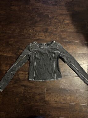 FP Movement by Free People Washed Charcoal Long Sleeve Top